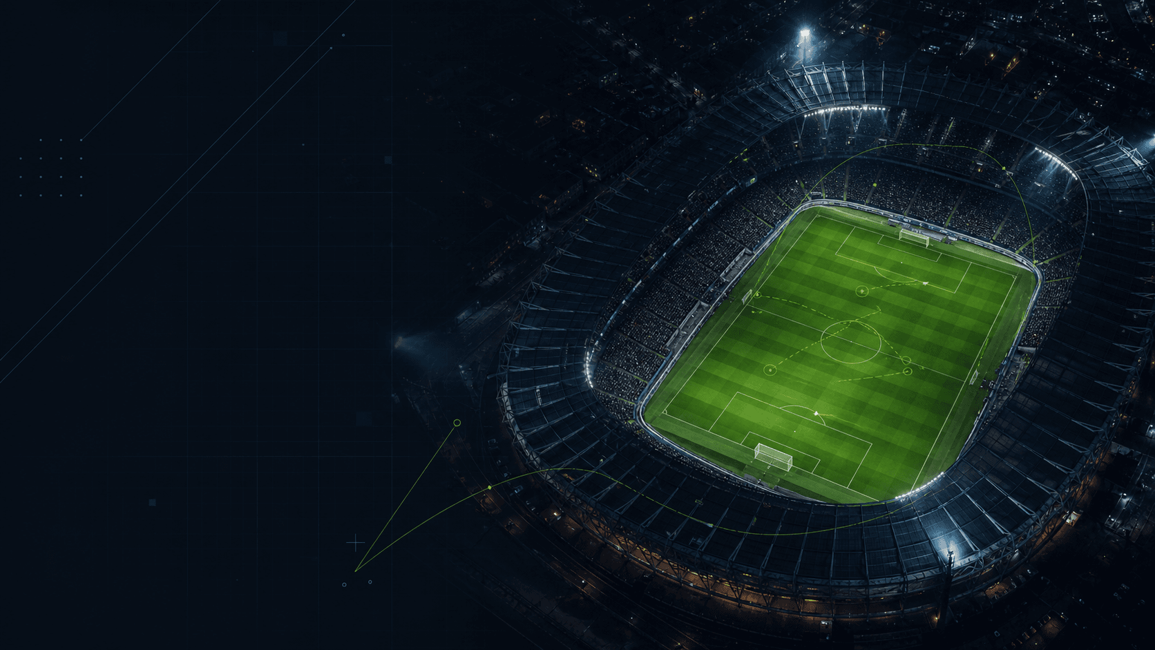 Football stadium with an analytics overlay